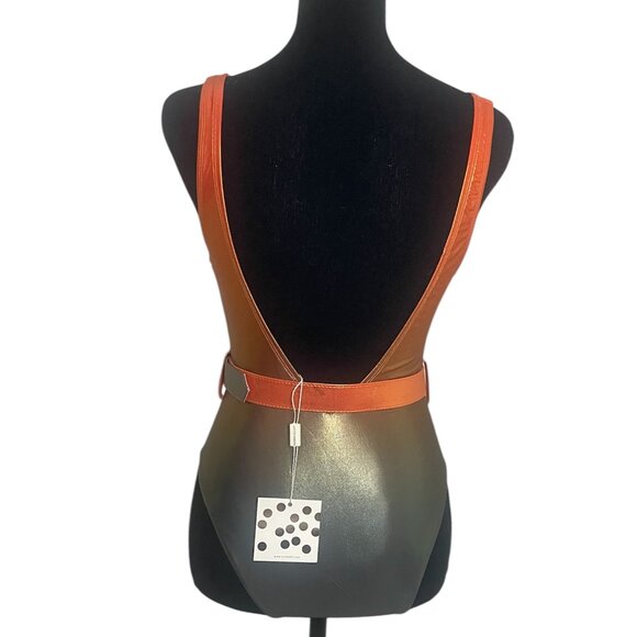 Normaillot Orange Rainbow One Piece Swimsuit Shiny Orange & Gray Gradient - Picture 5 of 7